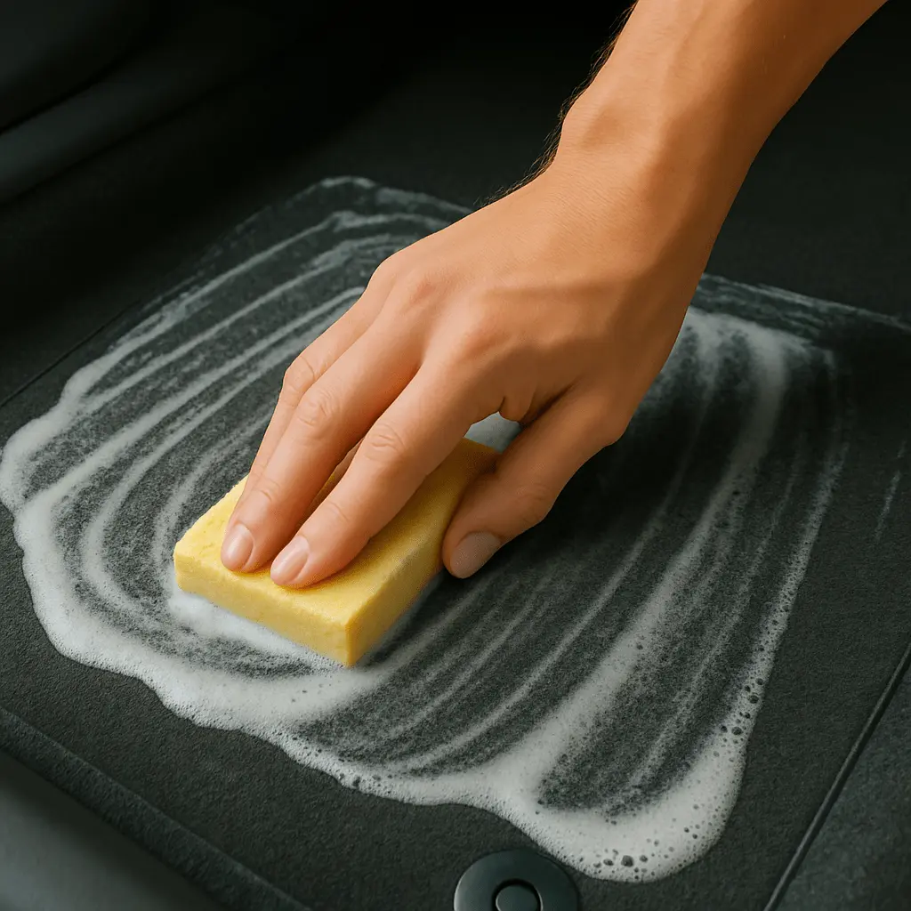 applying carpet cleaner