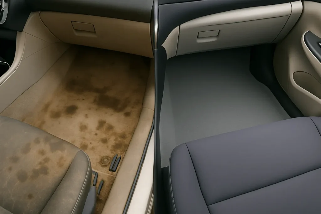 dirty vs clean car carpet