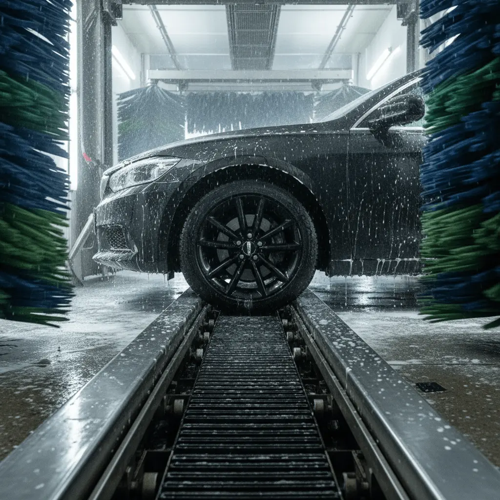 entering automatic car wash