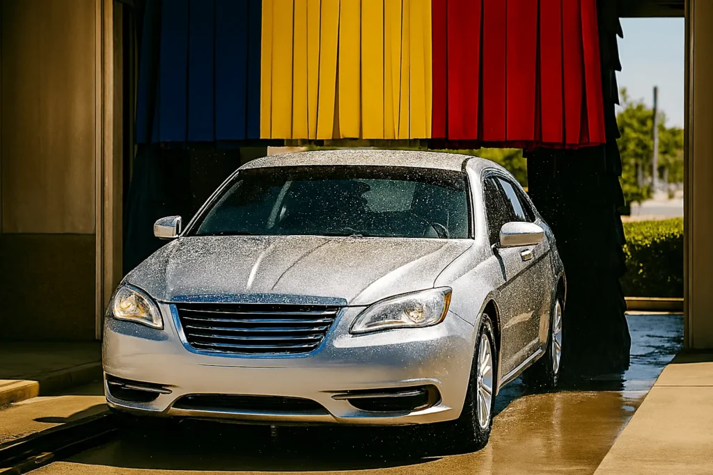 exiting car wash tunnel