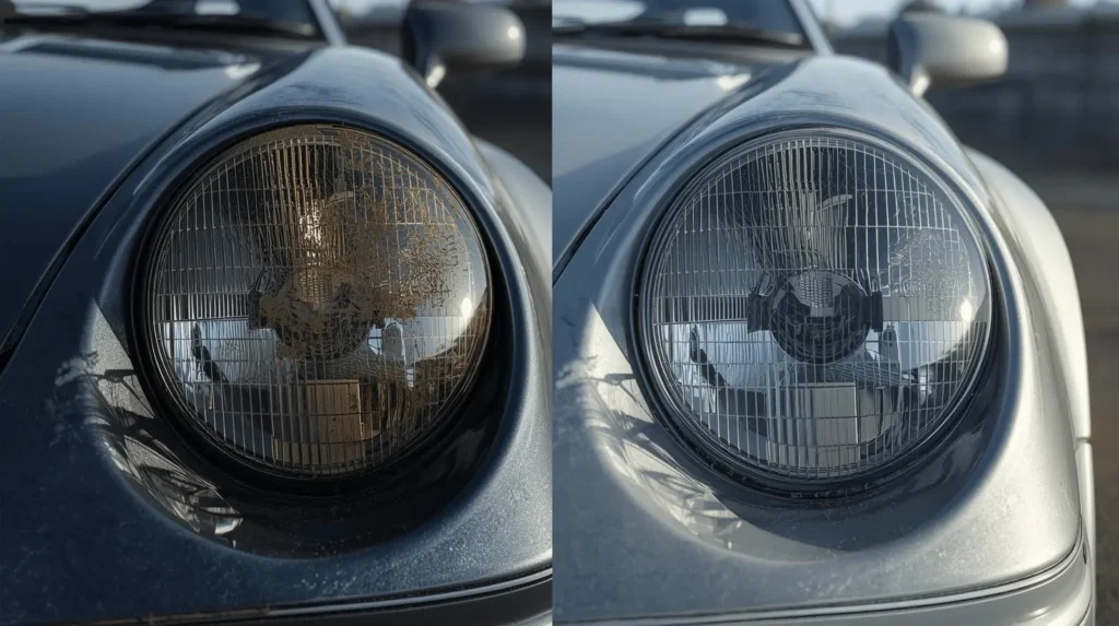 oxidized vs clean headlight