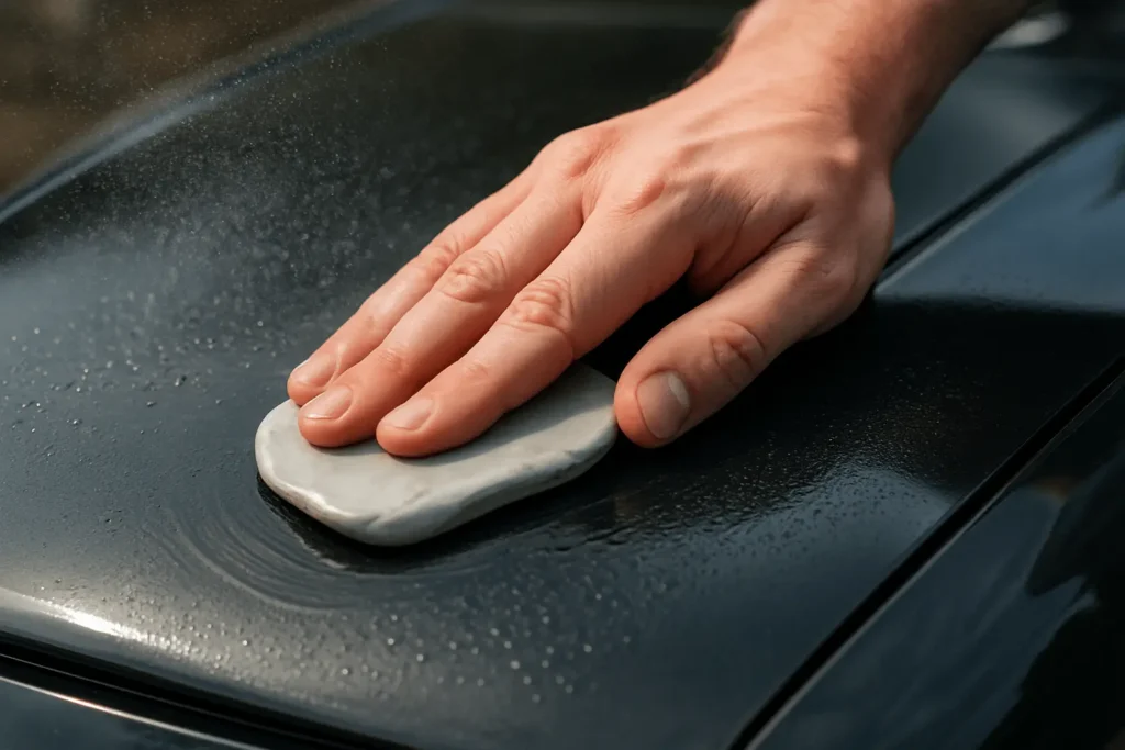 using clay bar to remove paint stain